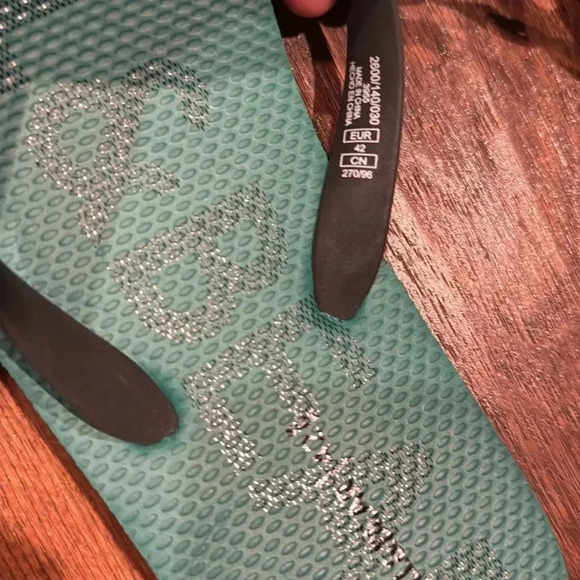 NWT! SIZE 9 PULL & BEAR TURQUOISE & BLACK FLIP FLOPS - Picture 6 of 8